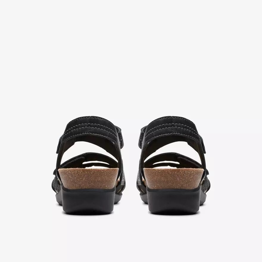 Womens Calenne Clara Black Wedge Sandals Womens Calenne Clara Black Wedge Sandals