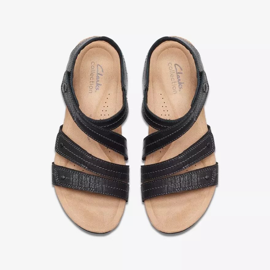 Womens Calenne Clara Black Wedge Sandals Womens Calenne Clara Black Wedge Sandals