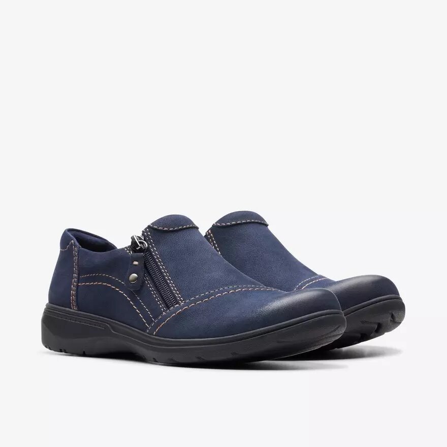 Womens Carleigh Ray Navy Nubuck Slip Ons Womens Carleigh Ray Navy Nubuck Slip Ons