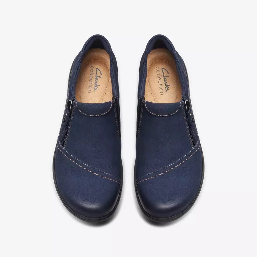 Womens Carleigh Ray Navy Nubuck Slip Ons Womens Carleigh Ray Navy Nubuck Slip Ons