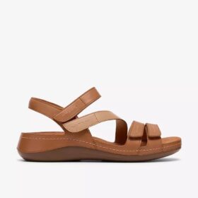 Womens Cecily Mix Beige Combination Flat Sandal