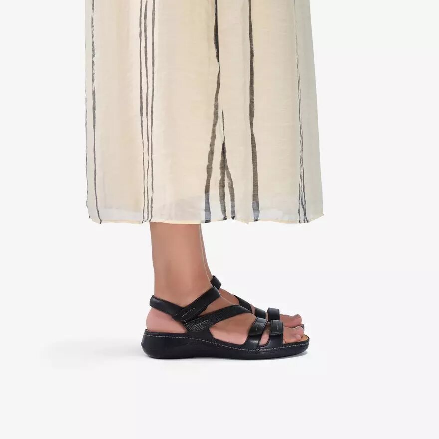 Womens Cecily Mix Black Combination Flat Sandal Womens Cecily Mix Black Combination Flat Sandal