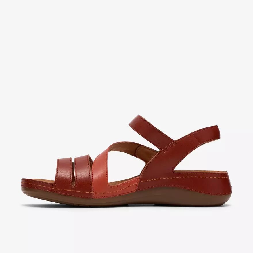Womens Cecily Mix Burnt Orange Combination Flat Sandals Womens Cecily Mix Burnt Orange Combination Flat Sandals