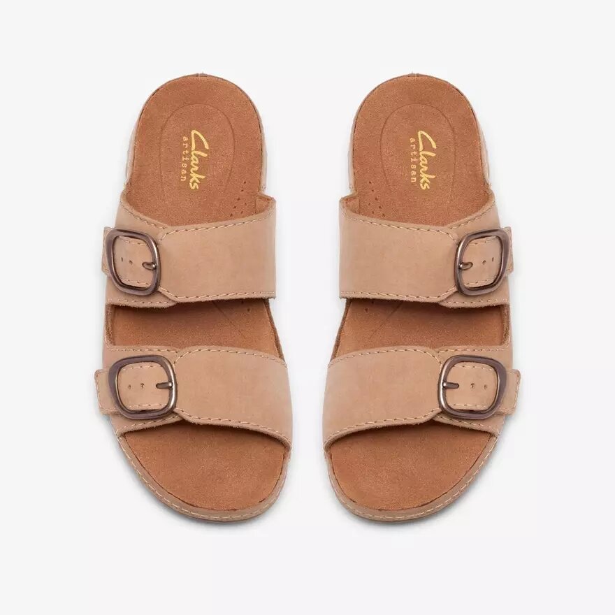 Womens Cecily Step Beige Nubuck Flat Sandals Womens Cecily Step Beige Nubuck Flat Sandals