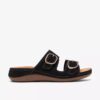 Womens Cecily Step Black Nubuck Flat Sandals Womens Cecily Step Black Nubuck Flat Sandals