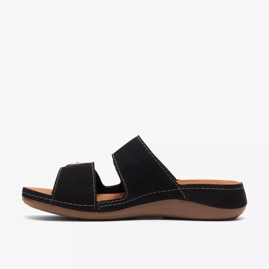 Womens Cecily Step Black Nubuck Flat Sandals Womens Cecily Step Black Nubuck Flat Sandals