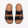 Womens Cecily Step Black Nubuck Flat Sandals Womens Cecily Step Black Nubuck Flat Sandals