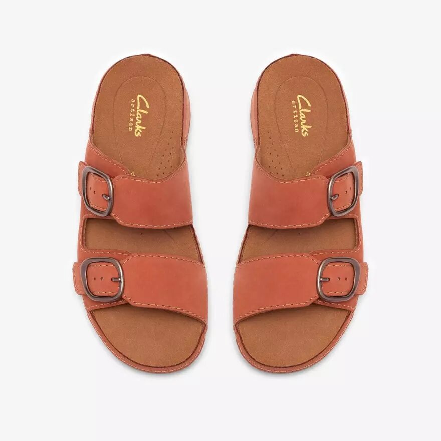 Womens Cecily Step Burnt Orange Flat Sandals Womens Cecily Step Burnt Orange Flat Sandals