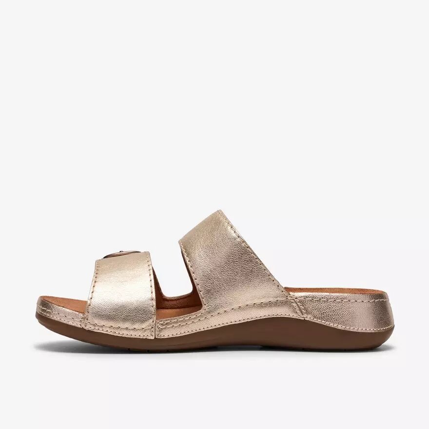 Womens Cecily Step Champagne Leather Flat Sandals Womens Cecily Step Champagne Leather Flat Sandals