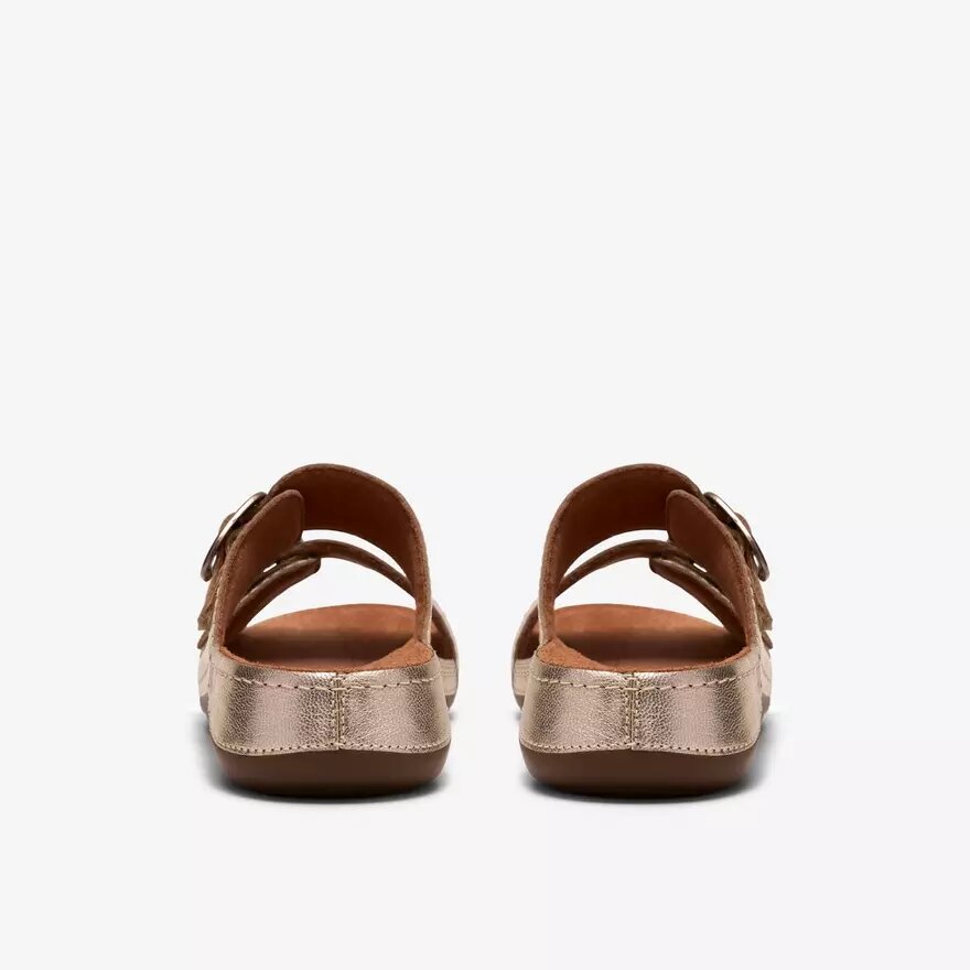Womens Cecily Step Champagne Leather Flat Sandals Womens Cecily Step Champagne Leather Flat Sandals