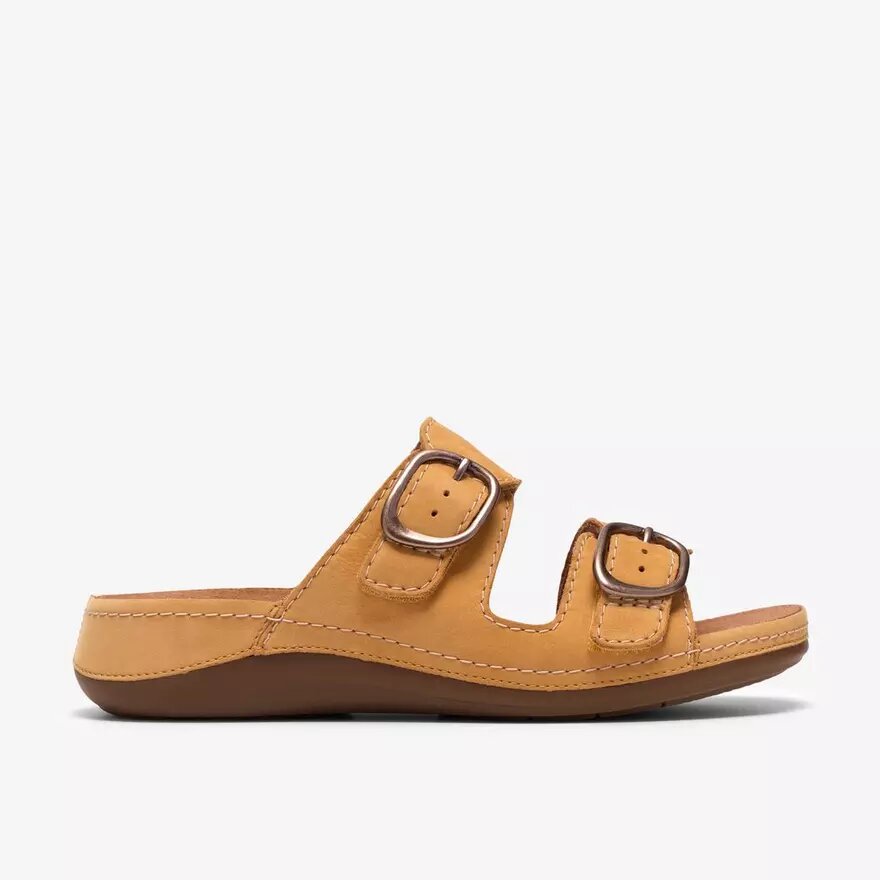 Womens Cecily Step Light Ochre Nubuck Flat Sandals Womens Cecily Step Light Ochre Nubuck Flat Sandals