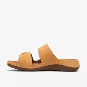 Womens Cecily Step Light Ochre Nubuck Flat Sandals