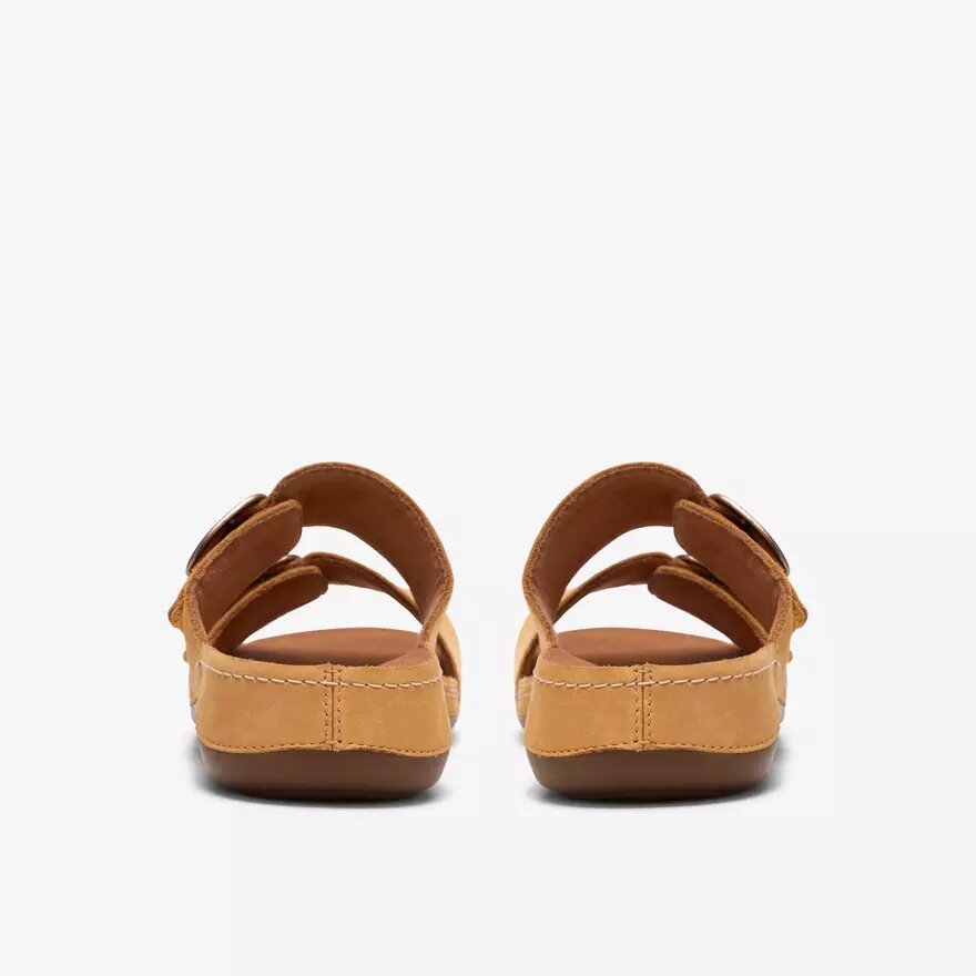Womens Cecily Step Light Ochre Nubuck Flat Sandals Womens Cecily Step Light Ochre Nubuck Flat Sandals