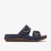 Womens Cecily Step Navy Nubuck Flat Sandals Womens Cecily Step Navy Nubuck Flat Sandals