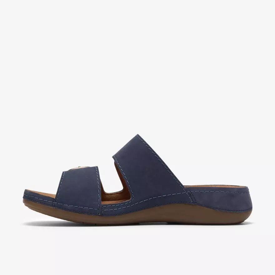 Womens Cecily Step Navy Nubuck Flat Sandals Womens Cecily Step Navy Nubuck Flat Sandals