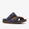Womens Cecily Step Navy Nubuck Flat Sandals Womens Cecily Step Navy Nubuck Flat Sandals