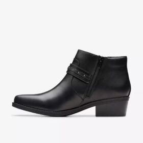 Womens Danyelle Wish Black Leather Ankle Boots