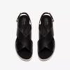 Womens Diaz Cross Black Leather Wedges