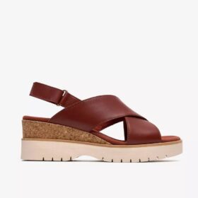 Womens Diaz Cross Burnt Orange Leather Wedges Womens Diaz Cross Burnt Orange Leather Wedges