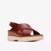 Womens Diaz Cross Burnt Orange Leather Wedges