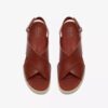 Womens Diaz Cross Burnt Orange Leather Wedges