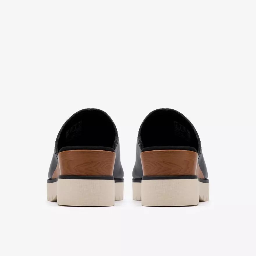 Womens Diaz Slide Black Leather Wedges Us Womens Diaz Slide Black Leather Wedges Us