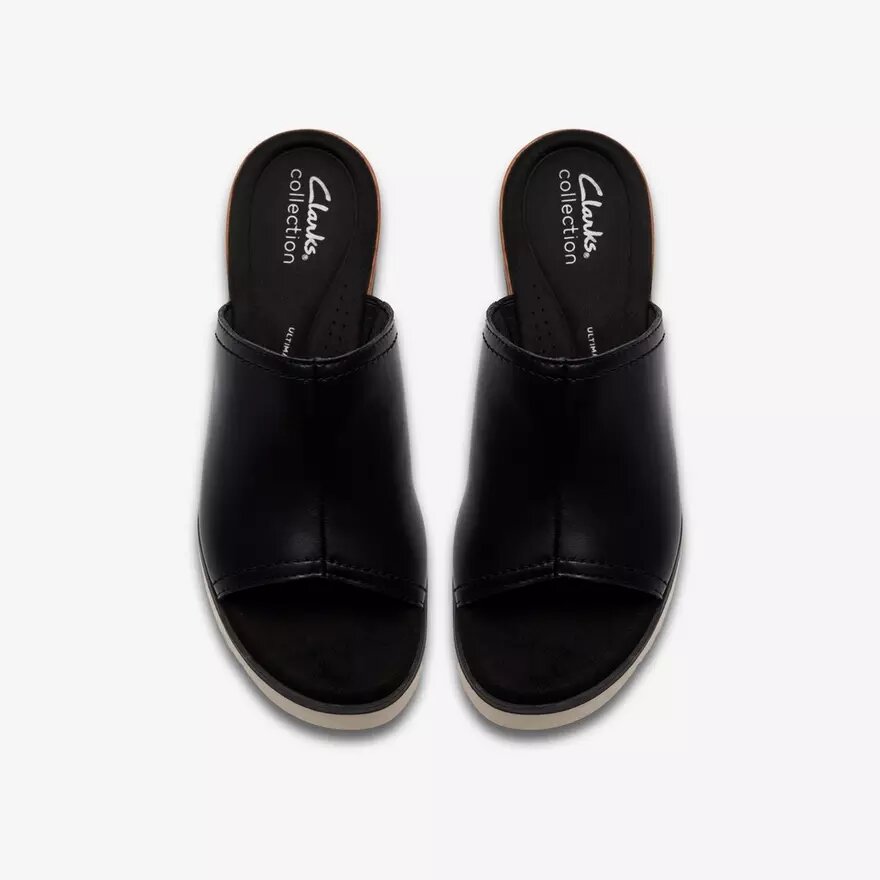 Womens Diaz Slide Black Leather Wedges Us Womens Diaz Slide Black Leather Wedges Us
