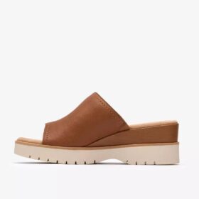 Womens Diaz Slide Tan Leather Wedges