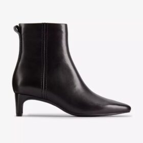 Womens Edina up Black Leather Ankle Boots