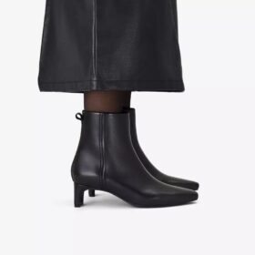 Womens Edina up Black Leather Ankle Boots