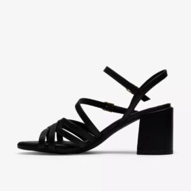 Womens Ezoria Strap Black Leather Strappy Sandals
