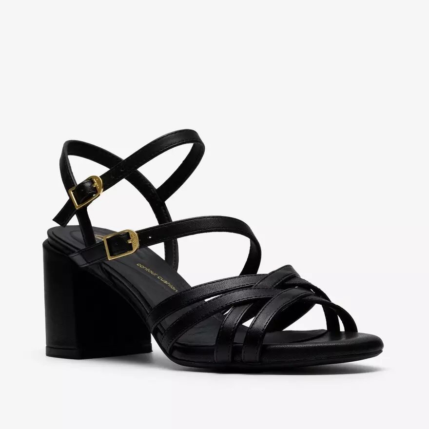 Womens Ezoria Strap Black Leather Strappy Sandals Womens Ezoria Strap Black Leather Strappy Sandals