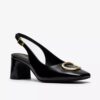 Womens Fernie Sling Black Patent Leather Court Shoes