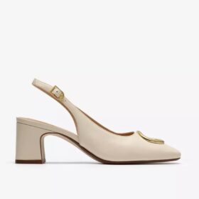 Womens Fernie Sling Cream Leather Court Shoes