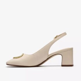 Womens Fernie Sling Cream Leather Court Shoes