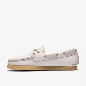 Womens Godney Boat White Grain Leather Boat Shoes