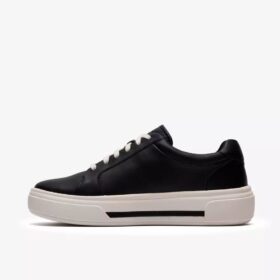 Womens Hollyrose Zip Black Leather Sneakers