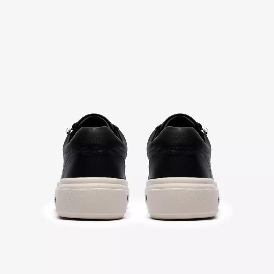 Womens Hollyrose Zip Black Leather Sneakers Womens Hollyrose Zip Black Leather Sneakers