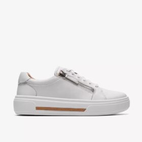 Womens Hollyrose Zip White Leather Sneakers
