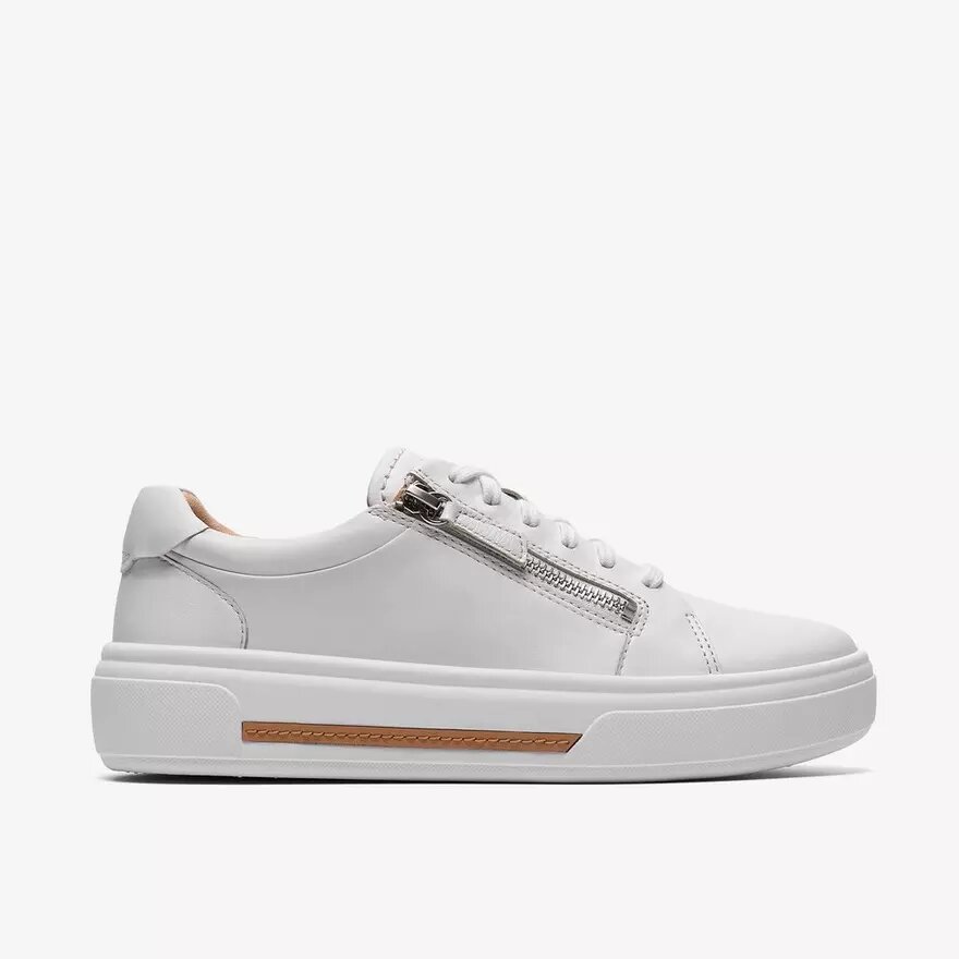 Womens Hollyrose Zip White Leather Sneakers Womens Hollyrose Zip White Leather Sneakers