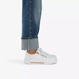 Womens Hollyrose Zip White Leather Sneakers