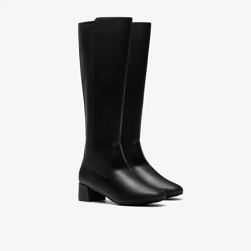 Womens Iridessa Glow Black Leather Knee High Boots Womens Iridessa Glow Black Leather Knee High Boots