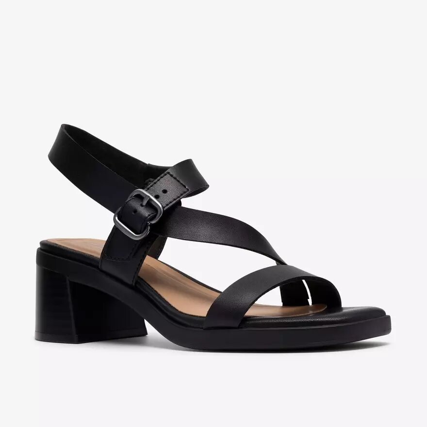 Womens Jaylan Sol Black Leather Heeled Sandals Womens Jaylan Sol Black Leather Heeled Sandals