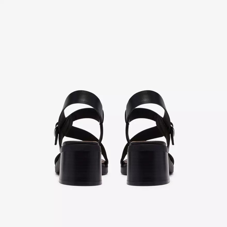 Womens Jaylan Sol Black Leather Heeled Sandals Womens Jaylan Sol Black Leather Heeled Sandals