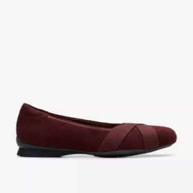 Womens Jazmynn Gem Merlot Suede Ballet Flats