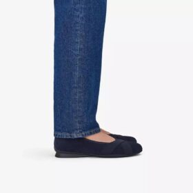 Womens Jazmynn Gem Navy Suede Ballet Flats