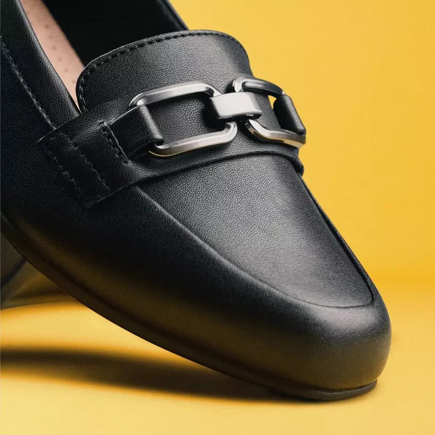 Womens Juliet Echo Black Leather Loafers Womens Juliet Echo Black Leather Loafers