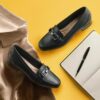 Womens Juliet Echo Black Leather Loafers Womens Juliet Echo Black Leather Loafers