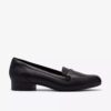 Womens Juliet Mia Black Leather Slip-Ons