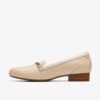 Womens Juliet Mia Cream Leather Slip-Ons